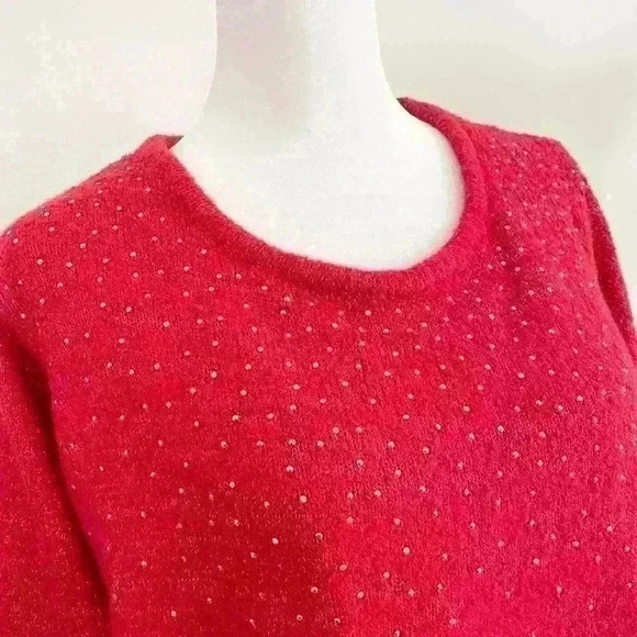 Cathy Daniels Plus Women Large RED MINI STUDS FANCY LONG Sleeve Sweater Holiday - Picture 3 of 8
